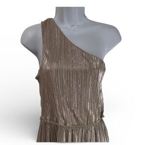 Express One Shoulder Metallic Dress - Gold